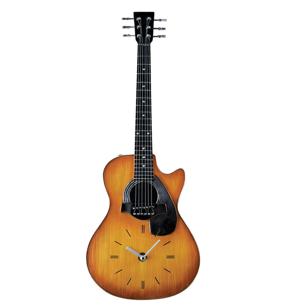 Unique Realistic Guitar Clock Wall Decor 21"H with Hook on Back for