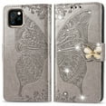 thumbnail image 6 of iPhone 11 Case, Mantto Bling Diamond PU Leather Flip Wallet Case Hand Strap Butterfly Embossed Full Body Protection Flip Stand Card Holder Magnetic Cover for Apple iPhone 11, Gray, 6 of 9