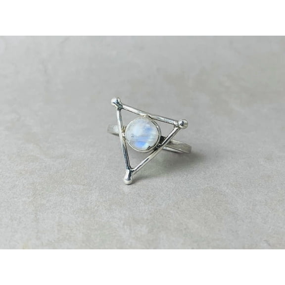 Heaven Crafts Flashy Moonstone Ring 925 Sterling Silver Handmade Boho Dainty Jewelry Giftable Item