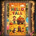 thumbnail image 6 of Autumn Theme Hello Fall Banner Thanksgiving Decor Maple Leaves Decoration Squirrel Pumpkin for Seasonal Celebration Outdoor Decor Indoor Decor, 6 of 9