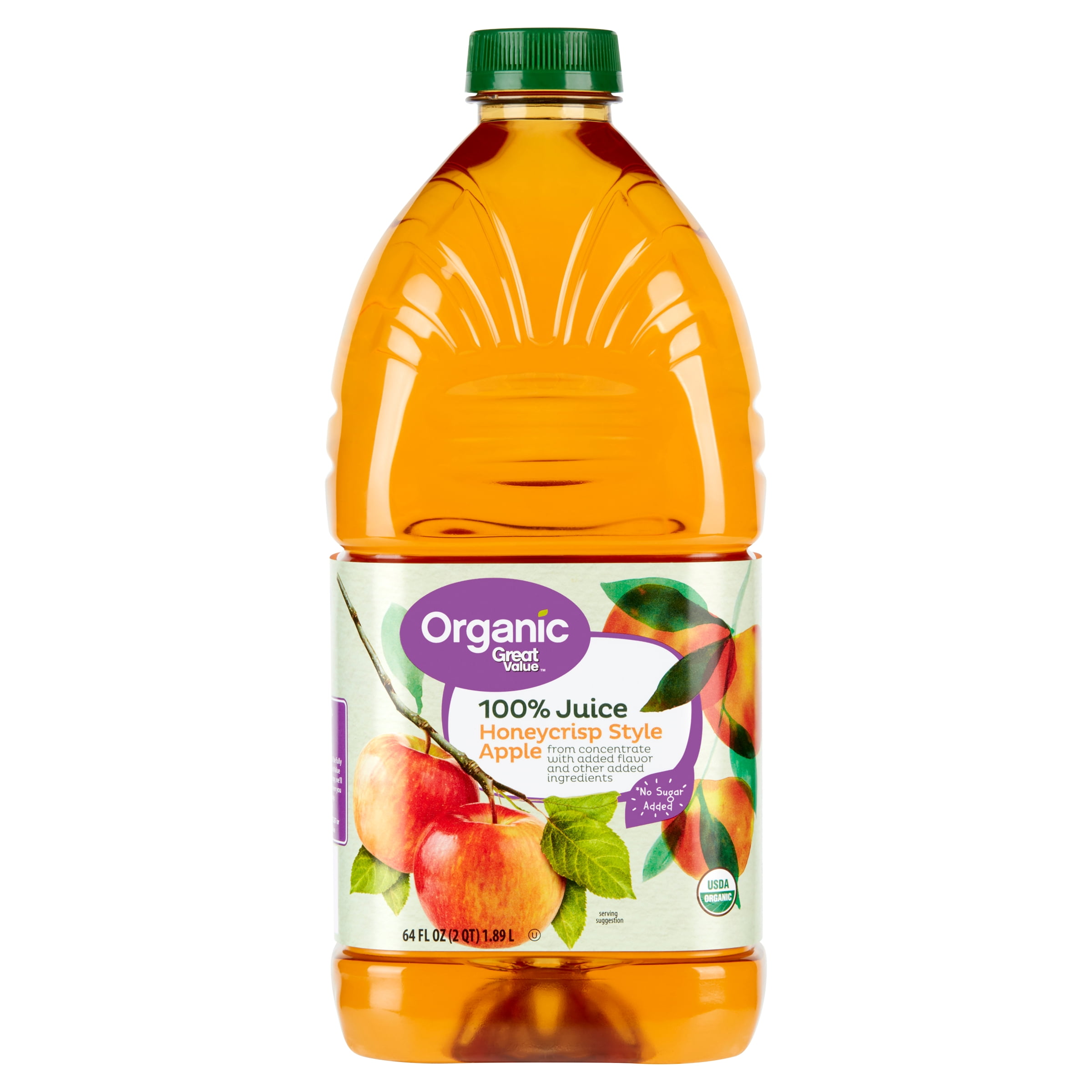 (2 pack) Great Value Organic Honeycrisp Style Apple Juice, 64 fl oz