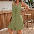 thumbnail image 2 of VBVC Women's V-Neck Sleeveless Romper,Wide Strap Short Jumpsuit For Women,Ladies Summer Breathable Beach Overalls with Pockets,Green,S-2XL, 2 of 10