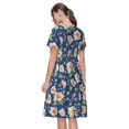 thumbnail image 2 of Bixox Robe d'Été à Manches Courtes pour Femmes Robe Ample Longueur Genou avec Poches-Fleur, 2 of 7