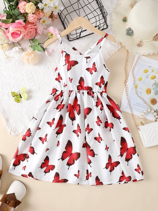 Mikrdoo 5 Years Little Girls Dress Butterfly Print 6 Years Mikrdoo 5 Years Little Girls Dress Butterfly Print 6 Years