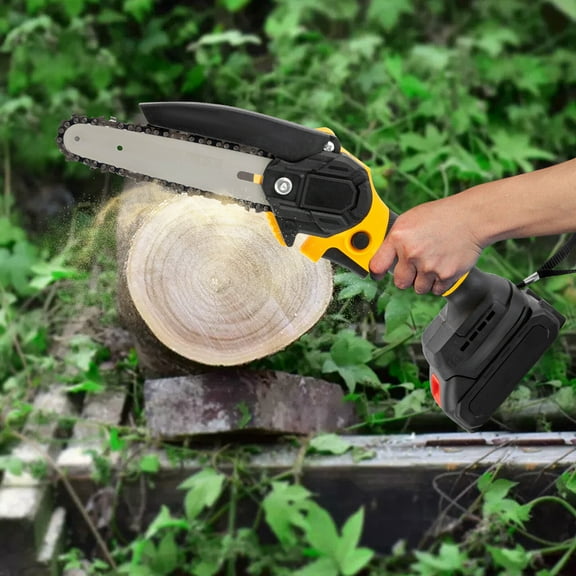 ToppiJoy 6inch 1800m/min Mini Chainsaw Cordless, Electric Chain Saw, Upgraded Handheld Chainsa With Security Lock for Trees Branches Trimming Wood Cutting