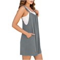 thumbnail image 5 of ClodeEU Women's Linen Backless Spaghetti Strap Romper with Pockets,Solid Color Casual Short Jumpsuit Gray,Women's Plus M, 5 of 7