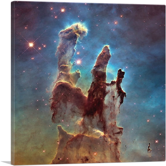 ARTCANVAS Hubble Telescope Pillars of Creation Eagle Nebula M16 Canvas Art Print - Size: 26" x 26" (1.50" Deep)