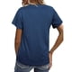 thumbnail image 4 of Top con cuello en V para mujer, elástico, suave, transpirable, Retro, moda clásica, cuello en V, pantalón corto informal suelto, Top de manga azul XXL, 4 of 6