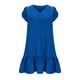 thumbnail image 4 of mfyjkho Vestidos midi para mujer, Vestido holgado informal de color liso con volantes, elegante, de manga corta y cuello en V para mujer Vestidos de otoño l, 4 of 9