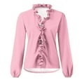 thumbnail image 4 of FamilyThread Womens Dressy Casual Blouses Long Sleeve V Neck Ruffle Tops Business Ladies Breathable Summer Trendy Work Shirt, 4 of 5