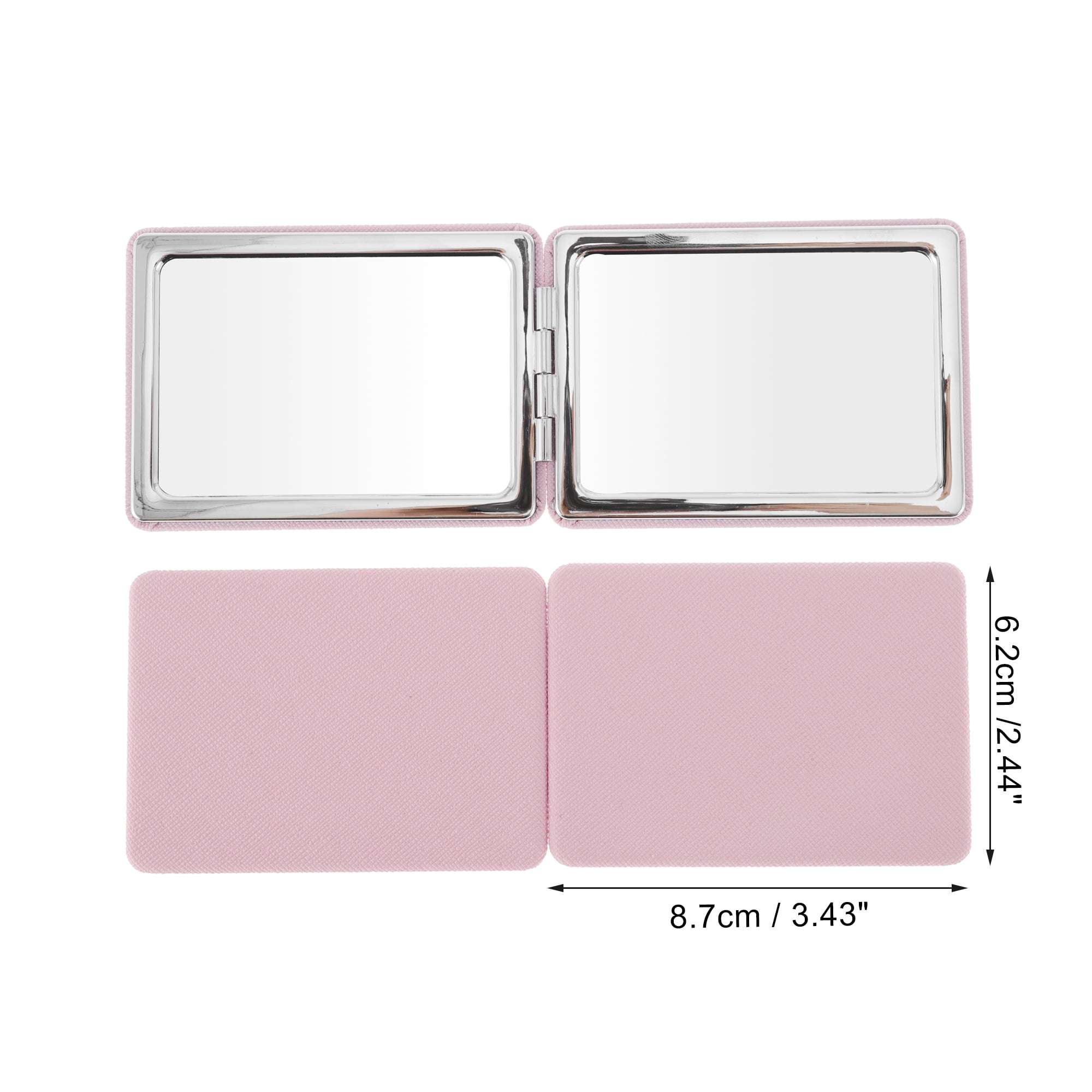 Unique Bargains 1 Pc Women Rectangular Solid Color Makeup Mirror for Travel Pink