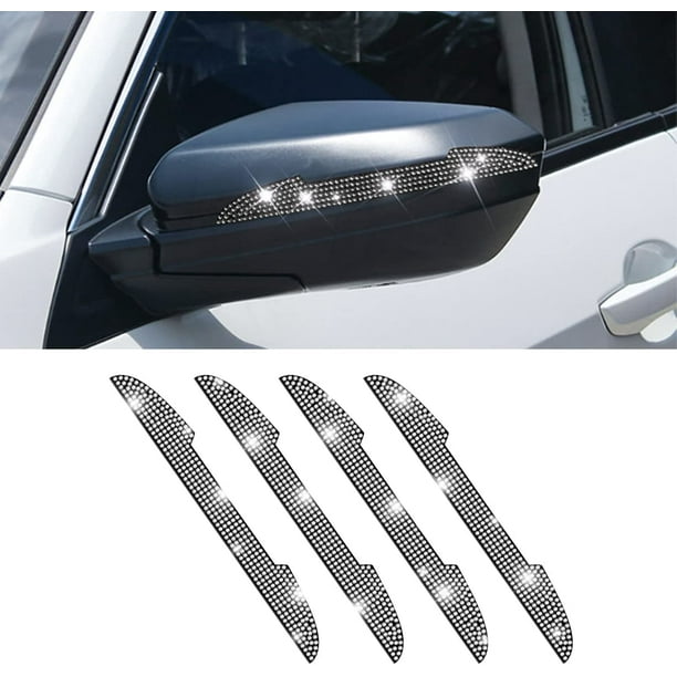 4 protectores de arañazos para manija de puerta de coche con diamantes de imitación, universales para todos los coches, vehículos, SUV, espejo retrovisor lateral de coche, protector de borde de p