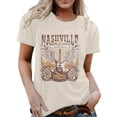 thumbnail image 3 of Trendfront Womens Nashville Guitar Tops Letter Graphic Crewneck Casual Short Sleeve Loose Fit Tee Trendy Fashion T Shirts Pullover Clothing, 3 of 5