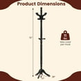thumbnail image 3 of Costway Solid Rubber Wood Coat Rack with 3 Adjustable Heights and 11 Hooks for Hallway Black, 3 of 10