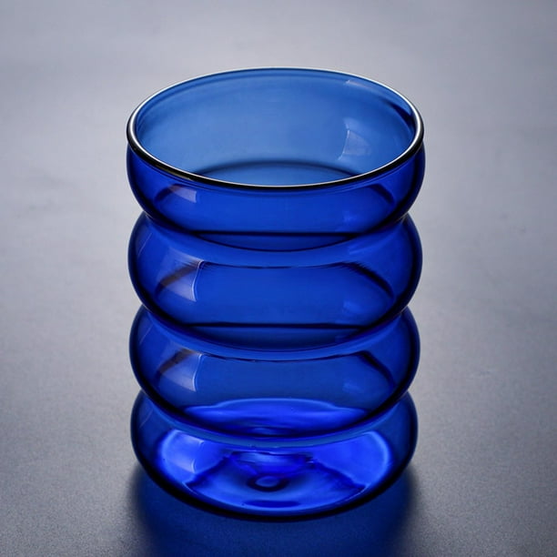 Vasos para beber de 300 ml Vasos para Vasos de cristal, Vasos circulares de cocina para agua, zumos y cócteles Azul shamjiam Taza de transmisión