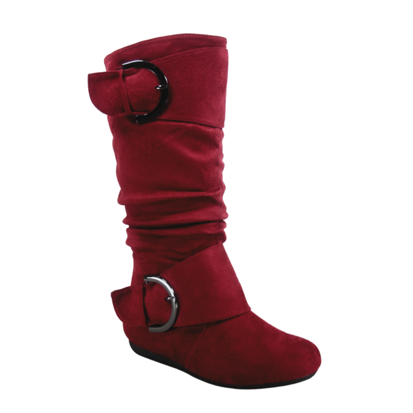 Women's Casual Flat Heel Side Zip Wide Calf Knee High Mid-Calf Boots Shoes ( Burgundy, 9)