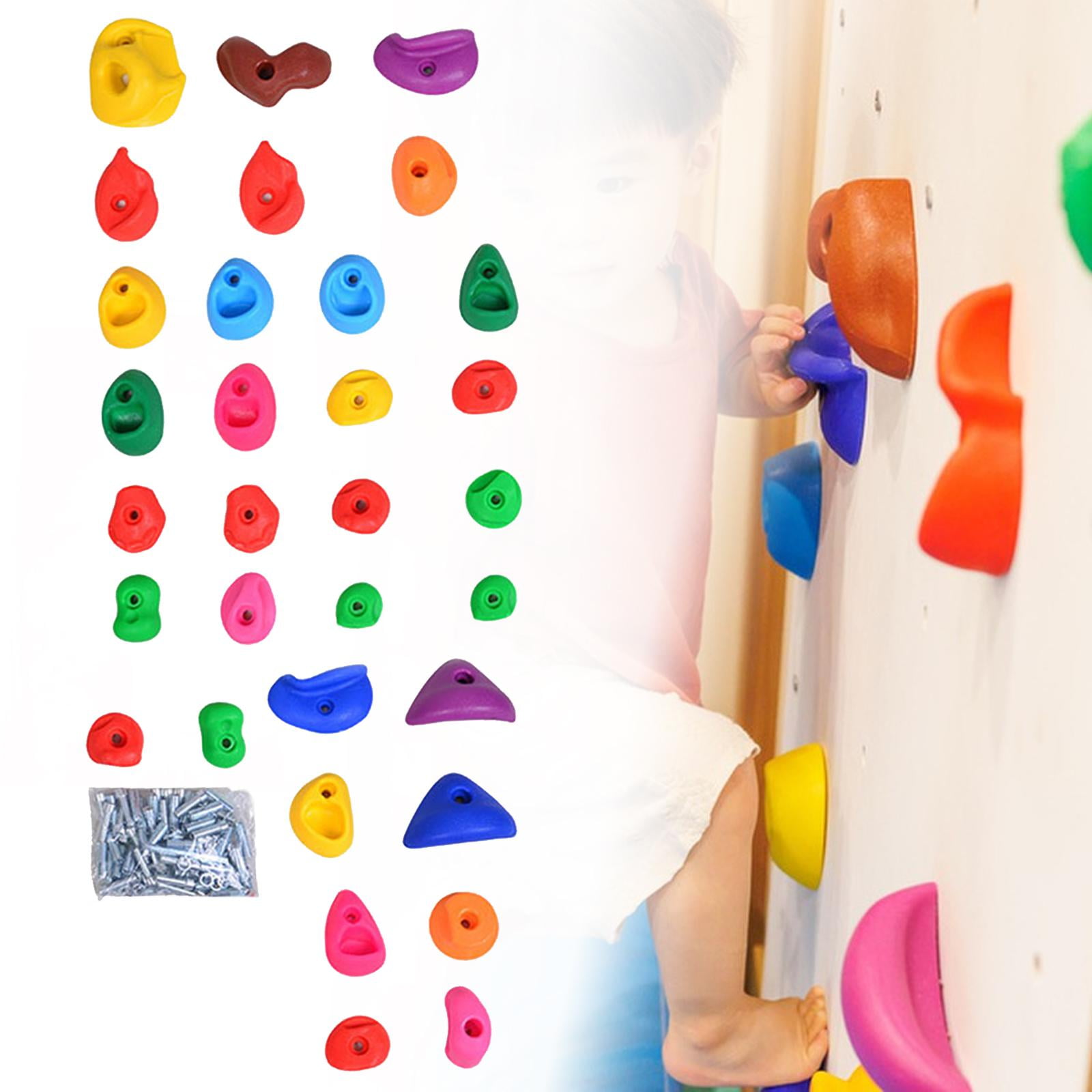 koolsoo Rock Climbing Holds,Kids Toys Wall Climbing Stones,Multi Size,Rock Wall Climbing Kit Playset for Outdoor Climbing Tree House 32 piece set