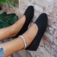 thumbnail image 2 of Rokment Women's Solid Knitted Wedges Ballet Flat Slip on Socks Dress Shoes Comfortable Fashion Casual Round Toe Low Heels Walking Driving Loafers for Spring Fall Black Size 9.5, 2 of 6