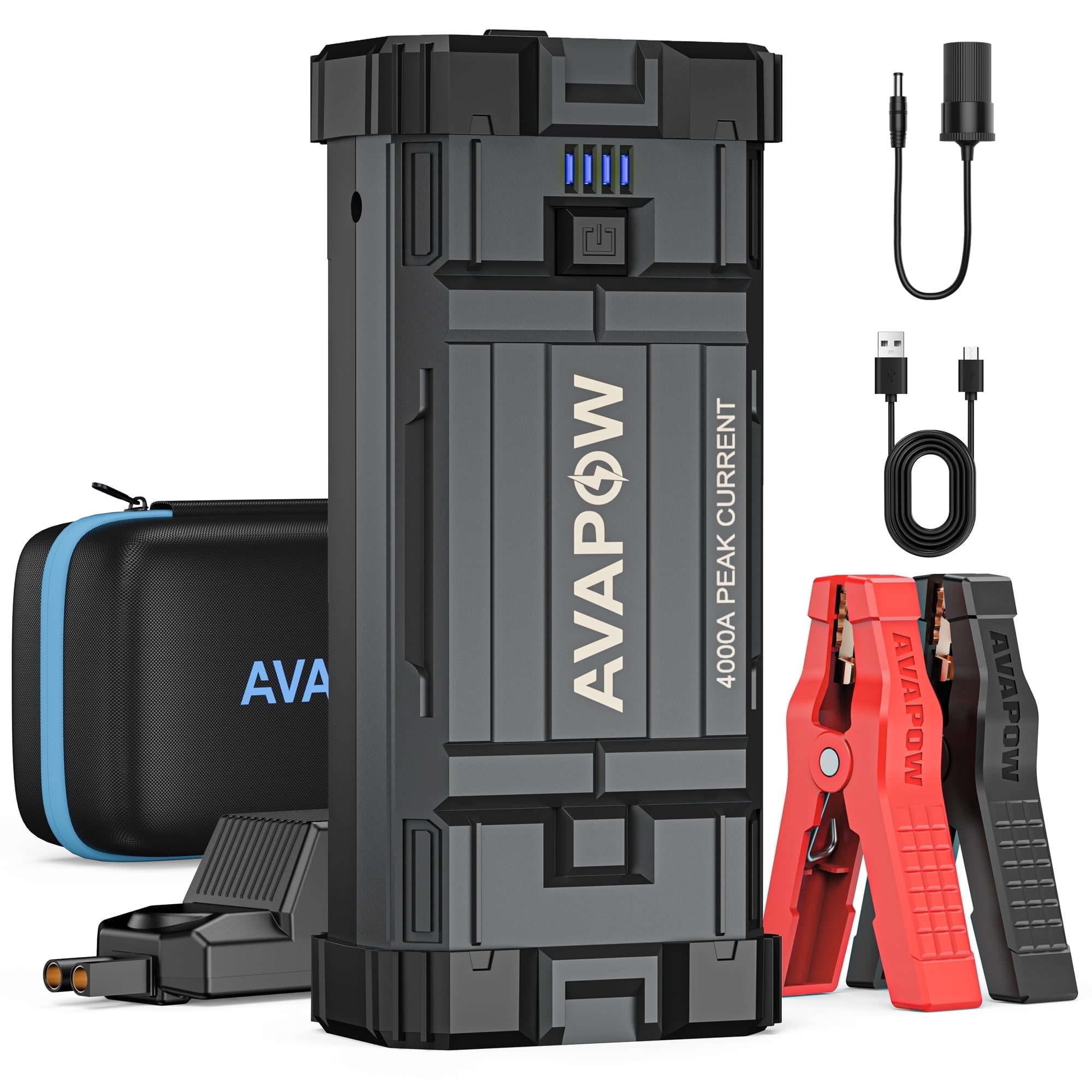 AVAPOW Car Jump Starter, 4000A Peak 27800mAh Battery Jump Starter (for All Gas or up to 10L Diesel), Battery Booster Power Pack, 12V Jump Box with LED Light, USB Quick Charge 3.0
