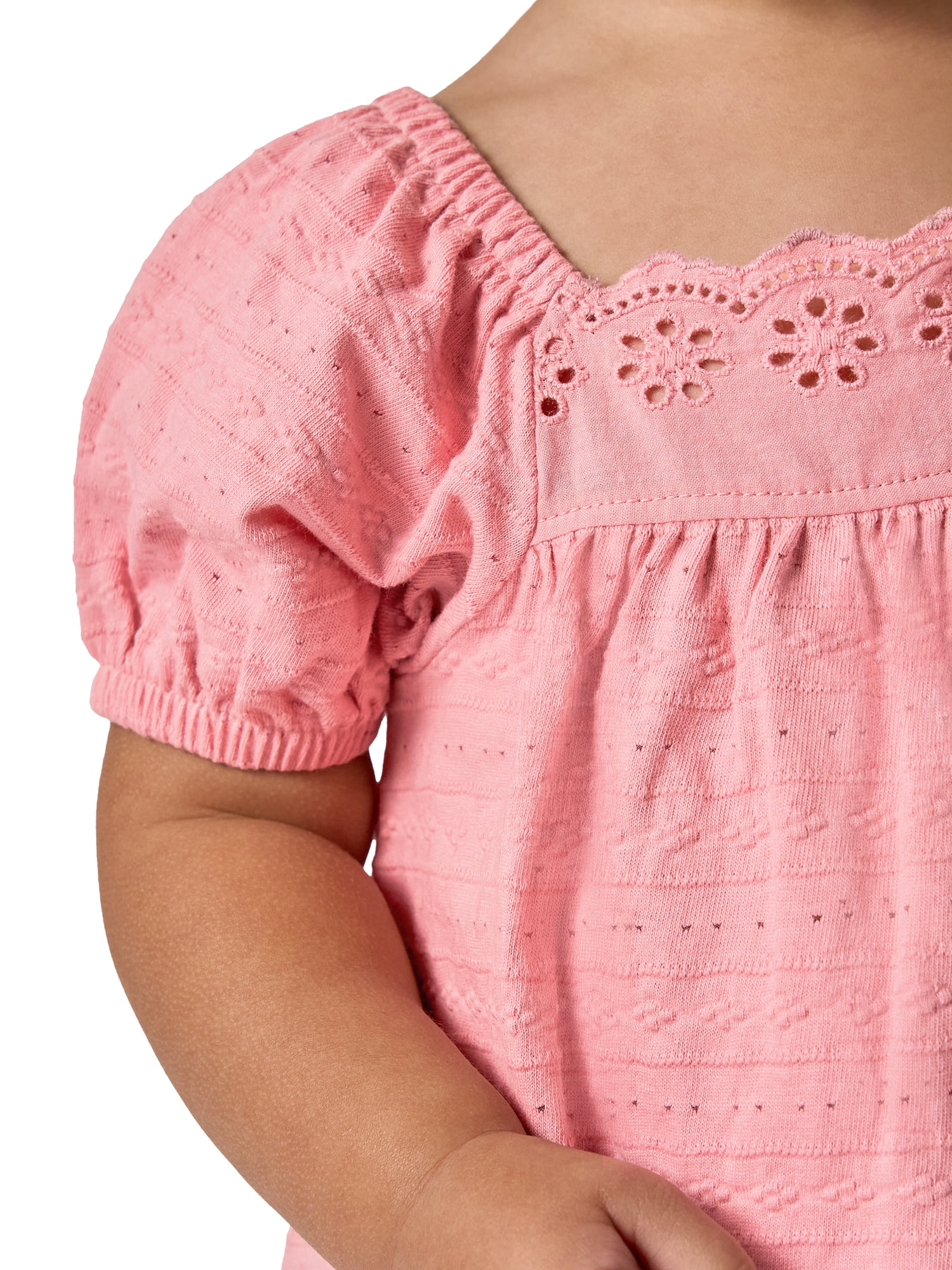 Modern Moments by Gerber Baby Girl Puff Sleeve Dress and Diaper Cover, 2-Piece, Sizes 0/3 Months - 24 Months
