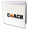 3dRose coach, black letters with basketball on white background - Greeting Card, 6 by 6-inch