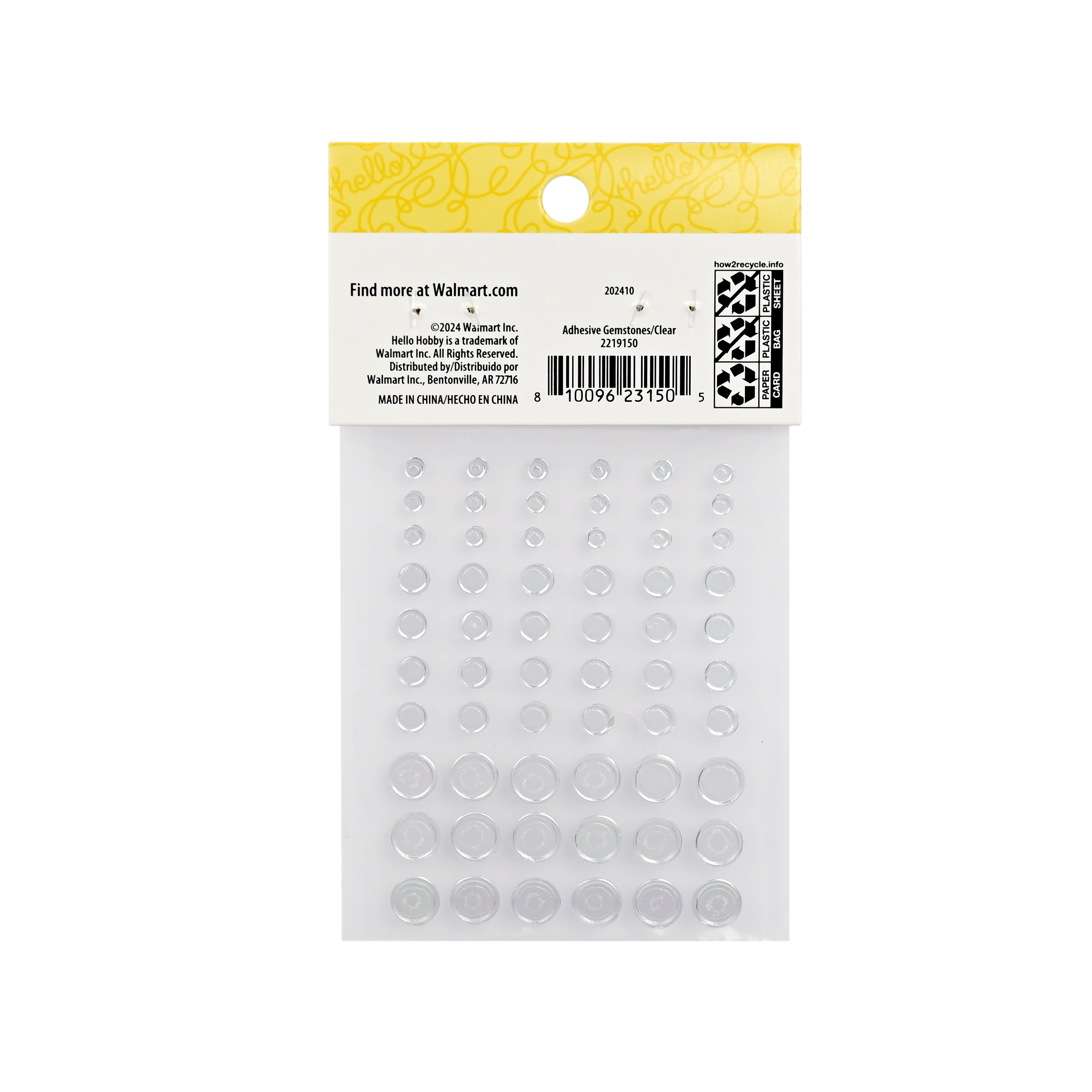 (6 pack) Hello Hobby Clear Round Adhesive Gemstones Stickers, 60 Piece Scrapbooking Embellishments