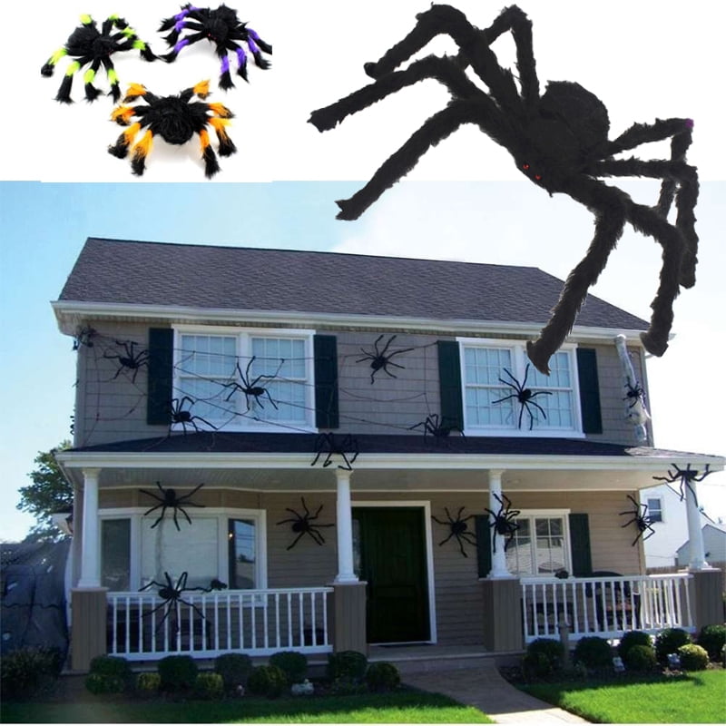 30cm Spider Halloween Decor Haunted House Prop Indoor Outdoor Black Giant ~60