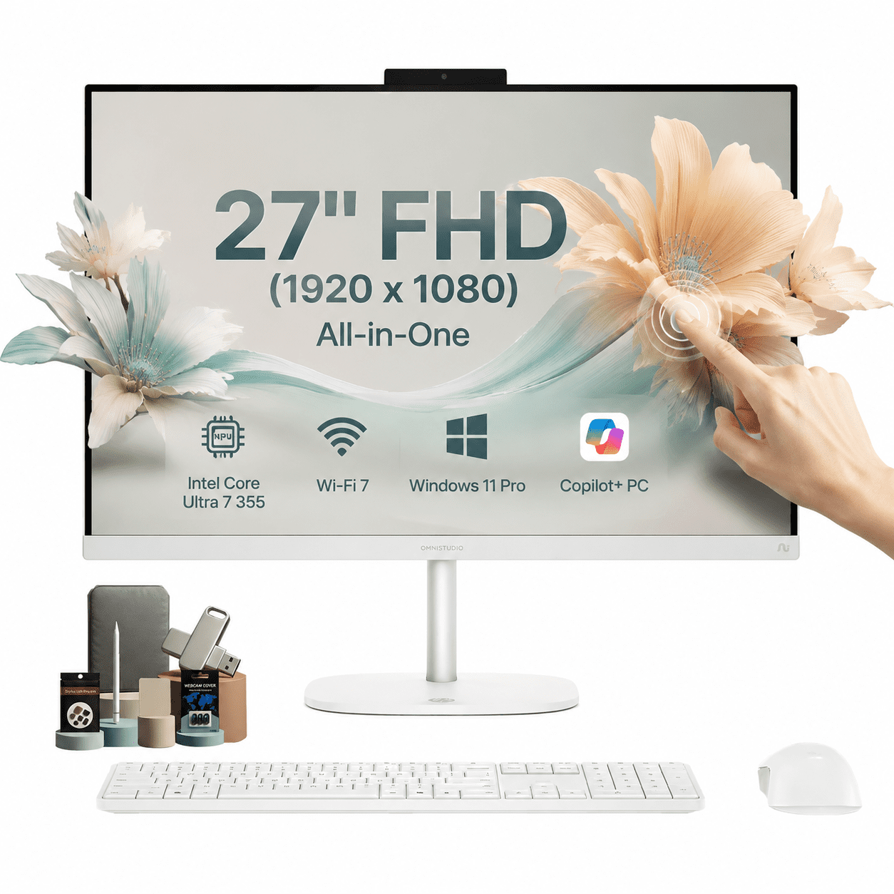 HP OmniStudio 27 Business All-in-One Desktop Intel Core Ultra 7 355U 32GB DDR5 1TB SSD 27 FHD IPS Touch Screen Windows 11 Pro