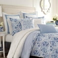 thumbnail image 4 of Laura Ashley Mila Collection Comforter Set - Ultra Soft All Season Bedding, Reversible Stylish Bedspread With Matching Sham(s), King, Blue, 4 of 7