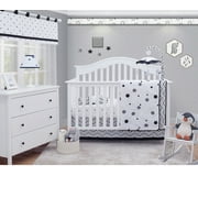 OptimaBaby Black White Polka Dot Pattern 6 Piece Baby Nursery Crib Bedding Set