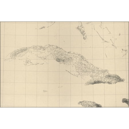 24"x36" Gallery Poster, cia terrain map of Cuba p2