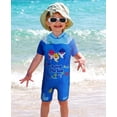 thumbnail image 2 of Toddler Swimsuit One Piece Short Sleeve Rash Guard Kids Swimwear Baby Shark Clothing Baby Shark Blue 3T, 2 of 6
