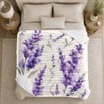 thumbnail image 4 of Purple Lavender Flower Sprigs, Cozy Flannel Blanket for Botanical Art Enthusiasts, Watercolor Botanical Floral Illustration Composition Home Decor for Living Room and Bedroom, Appreciation Gift, 4 of 7