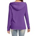 thumbnail image 6 of YUTK Hoodies for Women Button V Neck Waffle Knit Top Long Sleeve Shirts Fall Casual Comfy Pullover Sweatshirts Hooded Tops Purple M, 6 of 6