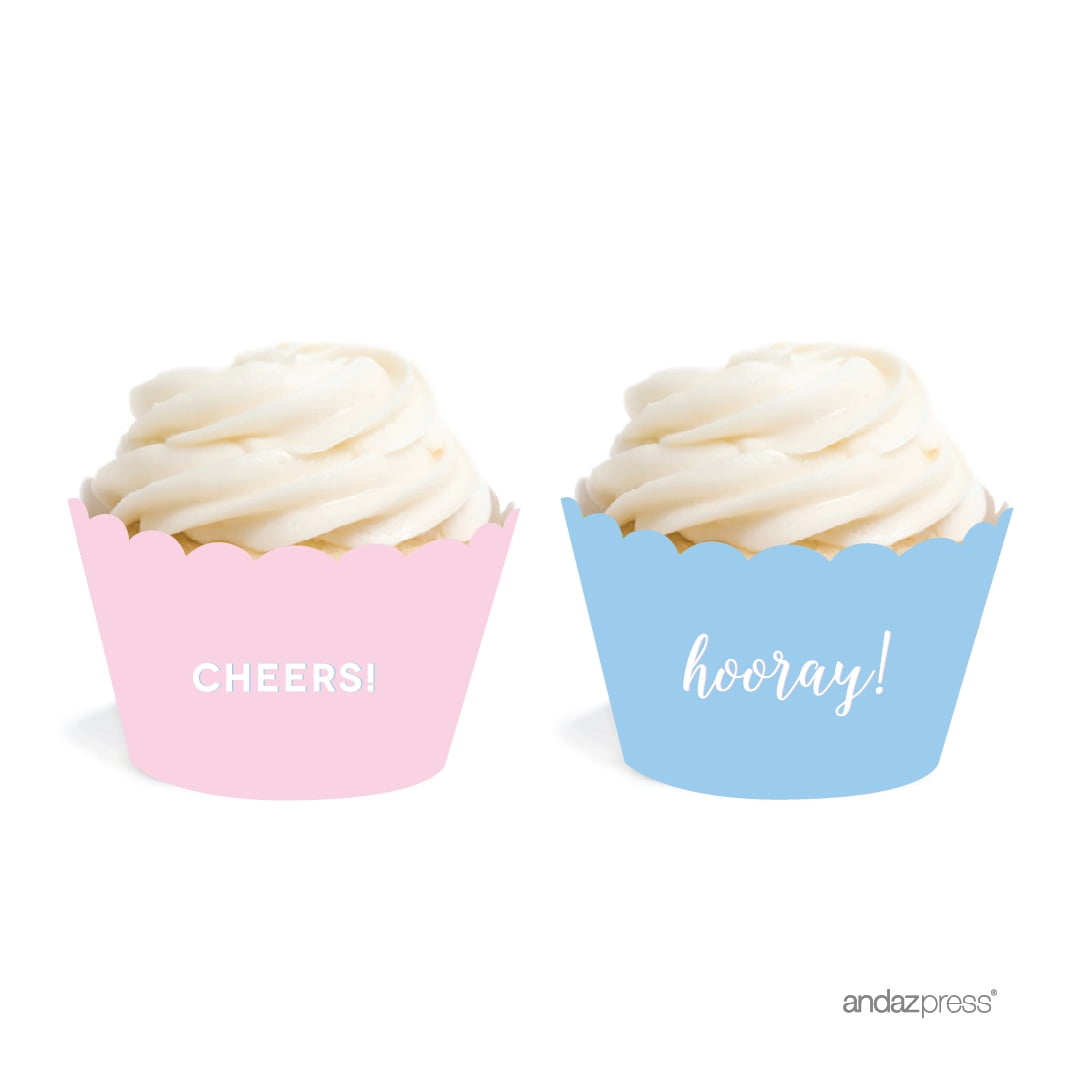 Signature Pink and Blue Gender Reveal Baby Shower, Cupcake