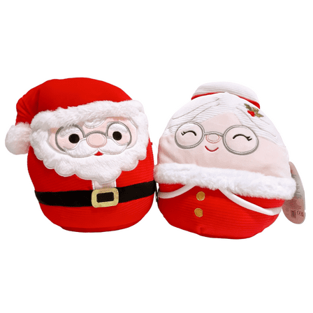 Set of 2 Squishmallows 2023 Christmas Corduroy Squad 8" Nick the Santa and 8" Nicolette the Mrs Santa Plush Doll Toy