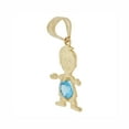 thumbnail image 4 of 14k Yellow Gold, Small Boy Pendant Charm Blue December Created CZ Birthstone 13mm with 20" Dainty Neck Chain, 4 of 8