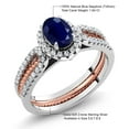 thumbnail image 4 of Gem Stone King 925 Two-Tone Sterling Silver Blue Sapphire Women's Wedding Band Engagement Insert Stackable Ring (1.64 Cttw, Oval 7X5MM, Gemstone September Birthstone, Size 9), 4 of 4