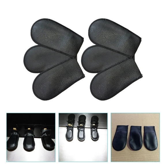 COSMOBETTY 1Set Piano Pedal Protective Covers for Home Use Black Leather 5.31X2.75X0.20in