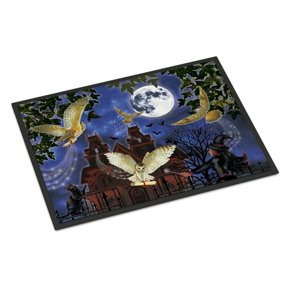Carolines Treasures PRS4051MAT Halloween Owl Express Door Mat Indoor Rug or Outdoor Welcome Mat 18x27 Doormat  27"L x