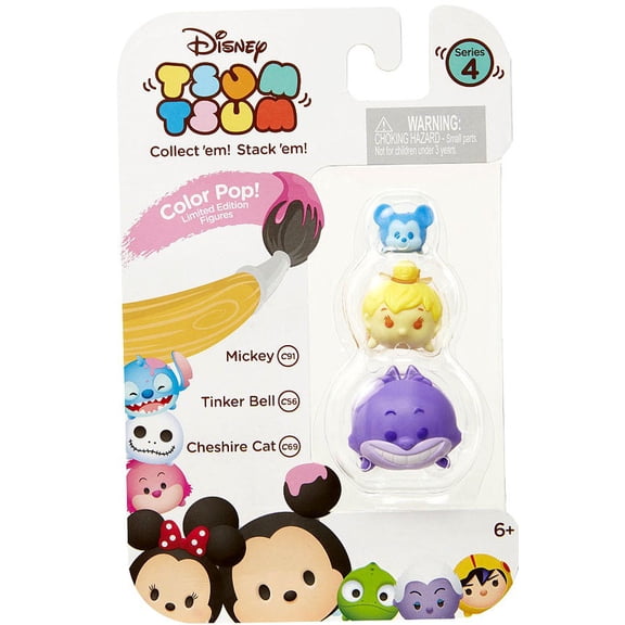 Disney Tsum Tsum Mickey, Tinker Bell & Cheshire Cat Mini Figures, 3 Pack