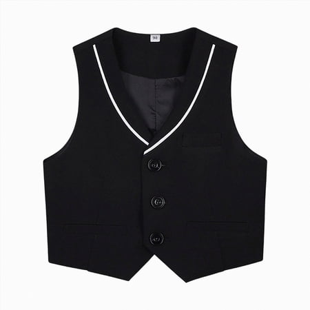 WXFAZCVU Boys Dress Vest Formal Suit Sleeveless Slim Fit Wedding Outfit for Birthday Party Size 13-14 Years