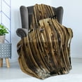 thumbnail image 4 of Rustic Soft Flannel Fleece Throw Blanket, Oak Barn Siding Door Cracked Rusted Hinges Dated Timber Mansion Farmland Nobody Design, Cozy Plush for Indoor and Outdoor Use, 50" x 60", Brown, by Ambesonne, 4 of 5