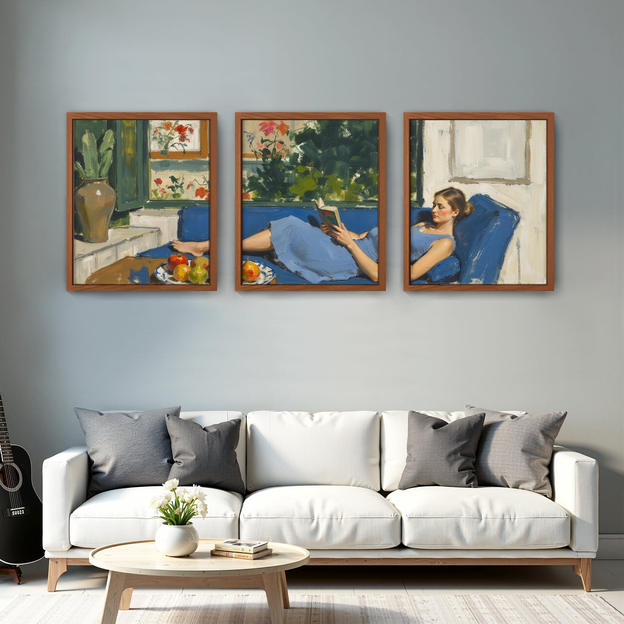 MAYEERTY Modern Abstract Wall Art Painting, Living Room Decor, Brown MDF Frame, 7.87"x9.84"