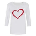 thumbnail image 4 of Ailaofu T-Shirts de la Saint-Valentin à Manches 3/4 Col Rond pour Femmes avec Imprimé Cœur Graphique, 4 of 5