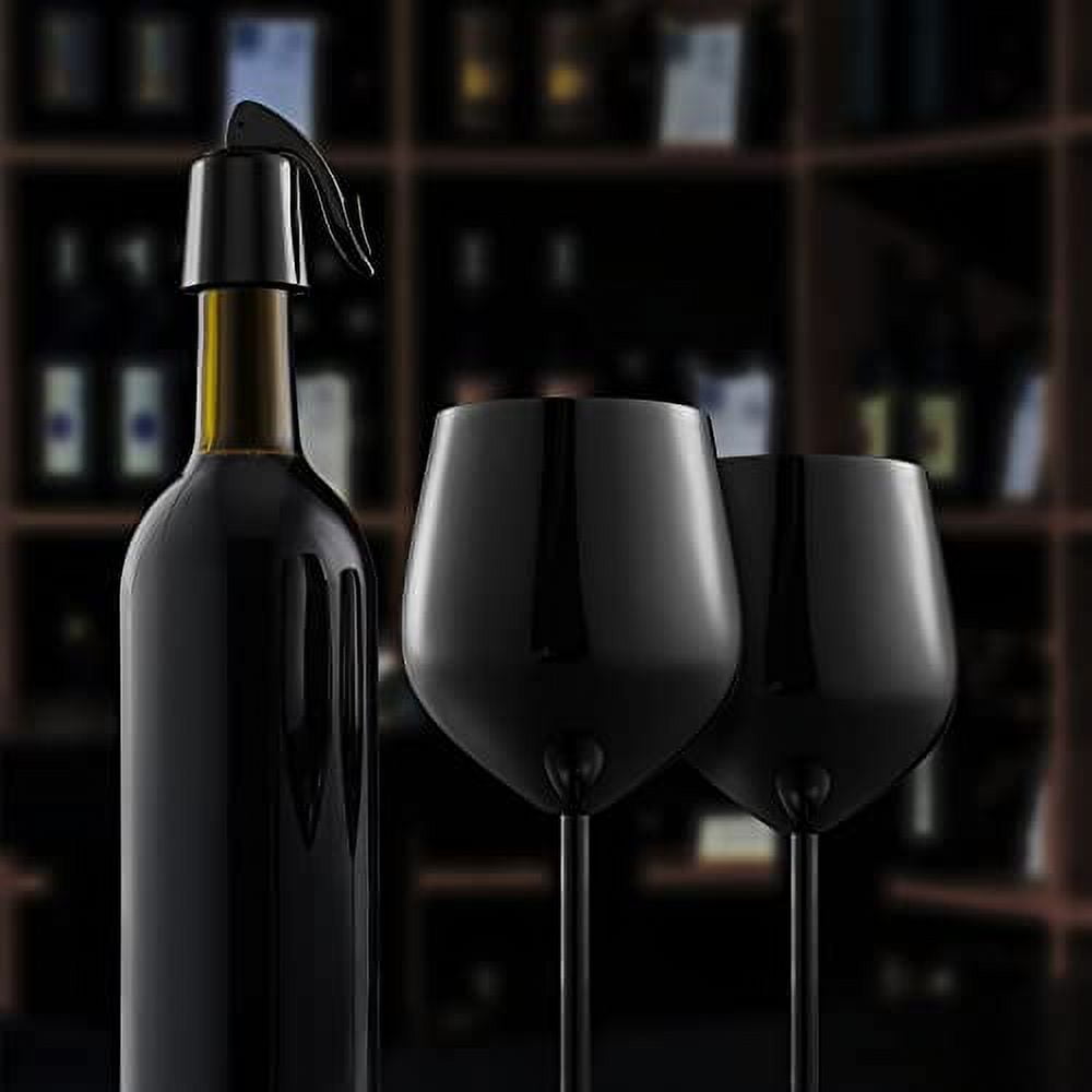 4 Black Wine Glass Set - Stainless Steel Shatterproof Glasses 540 ml –  HomeBella