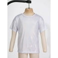 thumbnail image 3 of LiiYii Girls Boys Sparkly Dance Tops Short Sleeve T-Shirt Jazz Hip Hop Party Stage Performance Blouse Silver 110, 3 of 7