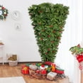thumbnail image 1 of Green Upside Down Christmas Tree, 7.4 ft Hinged Spruce Full Tree National Tree Christmas Tree with L1500 Branch Tips, Red Artificial Berries and PVC Pine Needles, 1 of 9