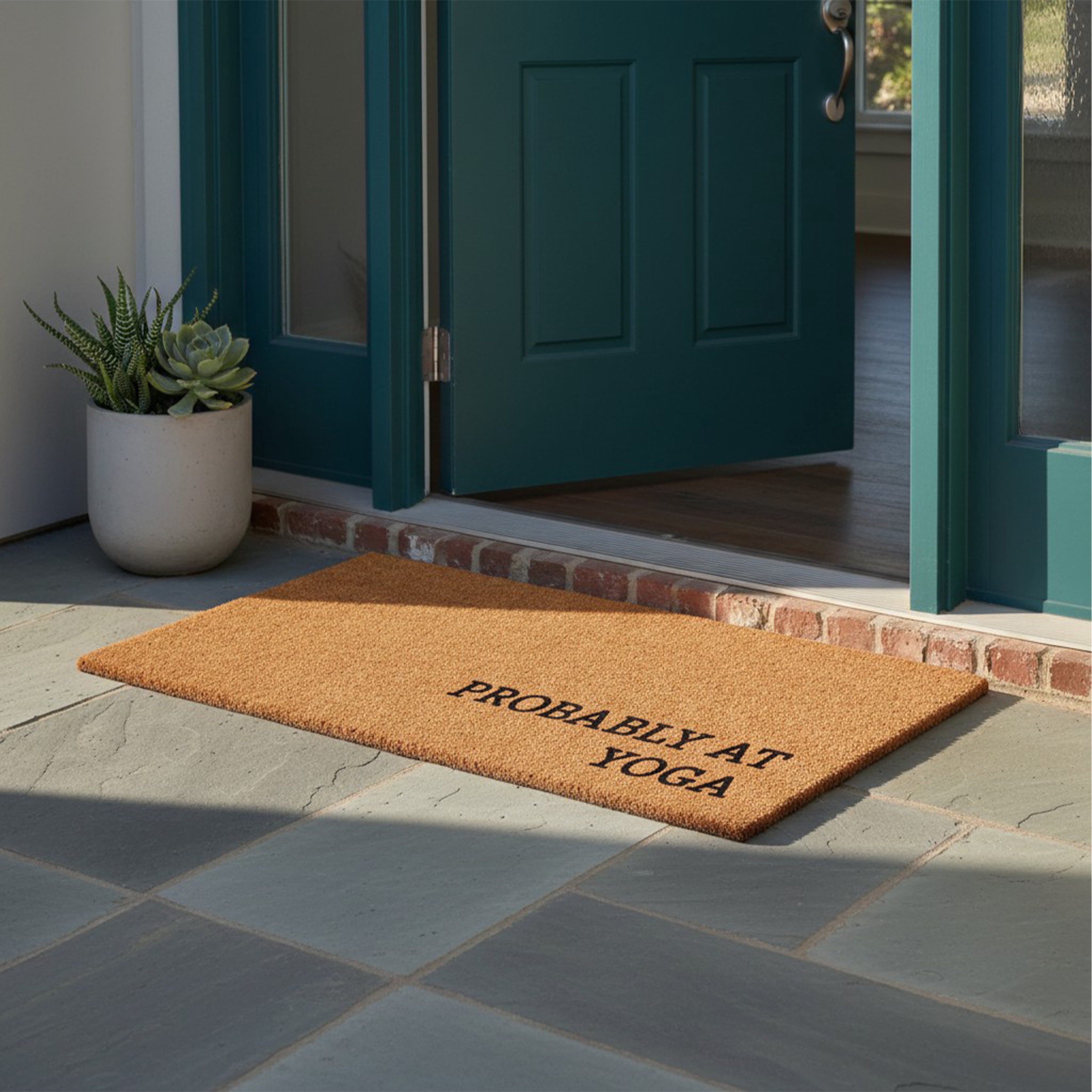 Probably at Yoga Non Slip Vinyl Backing, Front Door Mat, Entryway Door Mat, 24"x36"
