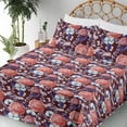 thumbnail image 3 of Ambesonne Flowers Fitted & Flat Sheet with Shams 4 Pcs Set, Vintage Romantic Hydrengeas, Calking, Maroon Mauve Salmon, 3 of 5